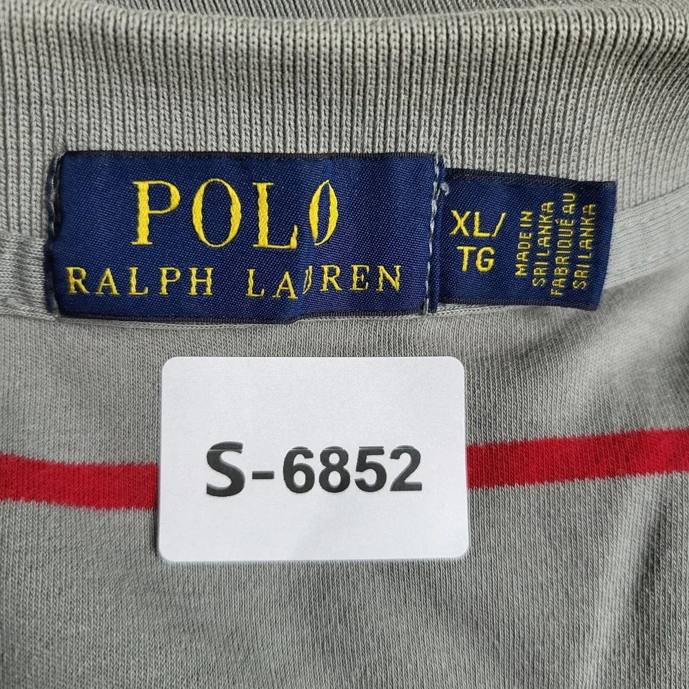 Polo Ralph Lauren Men Polo XL‎ Gray Pony Embroidery Striped Short Sleeve